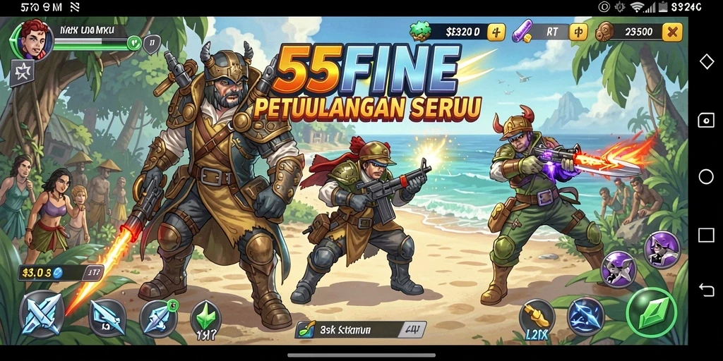 Screenshot gameplay 55FIVE dengan aksi petualangan seru.