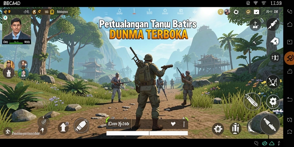 Screenshot gameplay BBCA4D menunjukkan eksplorasi dunia terbuka yang kaya.