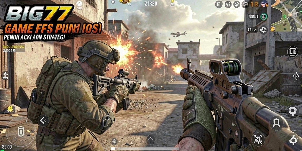 Tangkapan layar menunjukkan momen seru dari gameplay FPS BIG77.