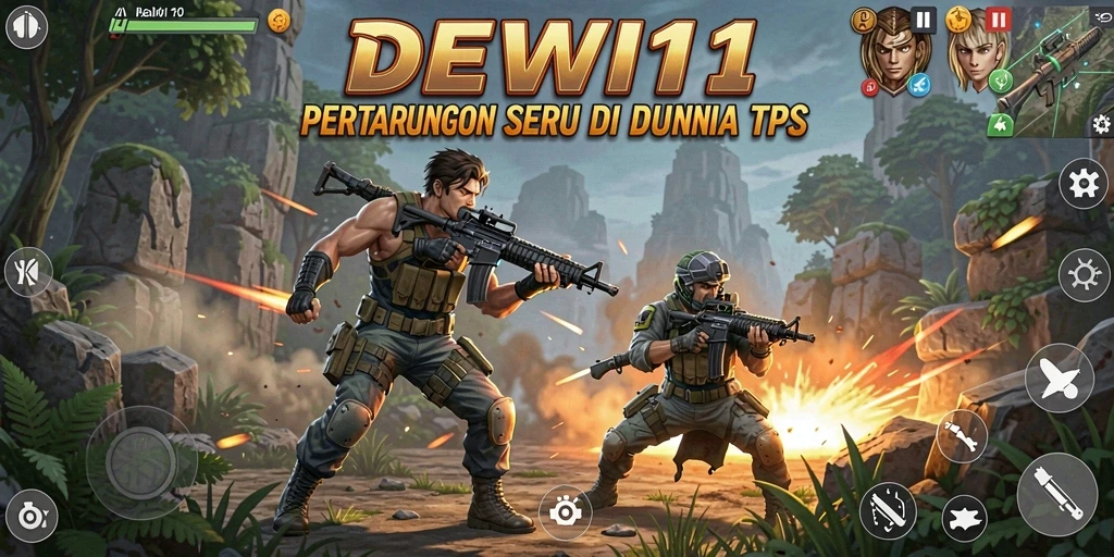 Screenshot utama DEWI11 menampilkan aksi seru dalam gameplay TPS.