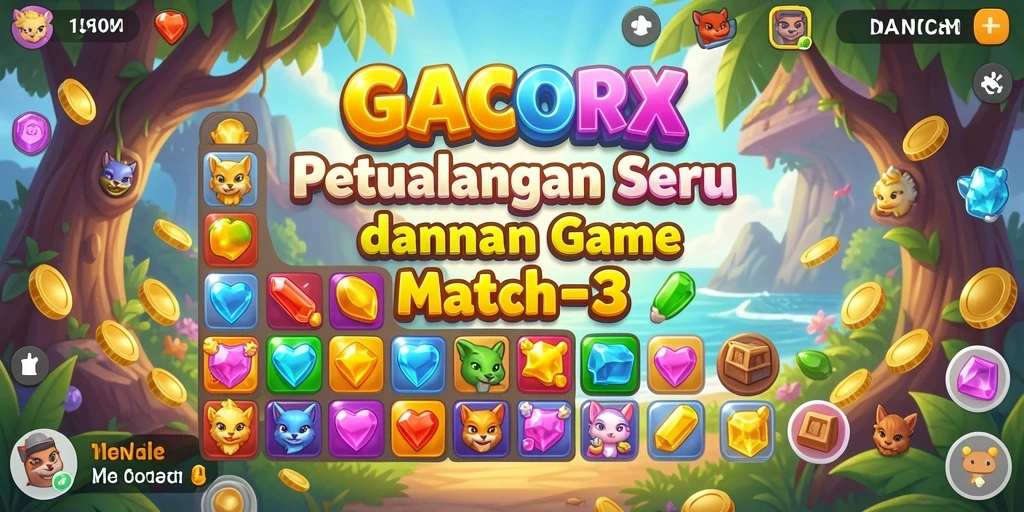 Screenshot GACORX menampilkan serunya gameplay Match-3 yang penuh warna.