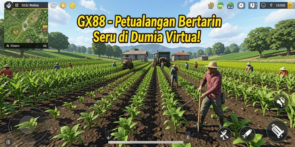 Tampilan gameplay GX88 yang menarik dengan aktivitas bertani.