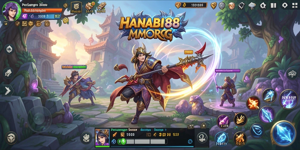 Screenshot HANABI88 menampilkan aksi pertarungan seru dalam dunia MMORPG.