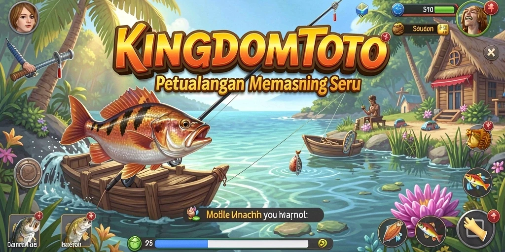 Tampilan gameplay KINGDOMTOTO dengan suasana memancing yang indah.