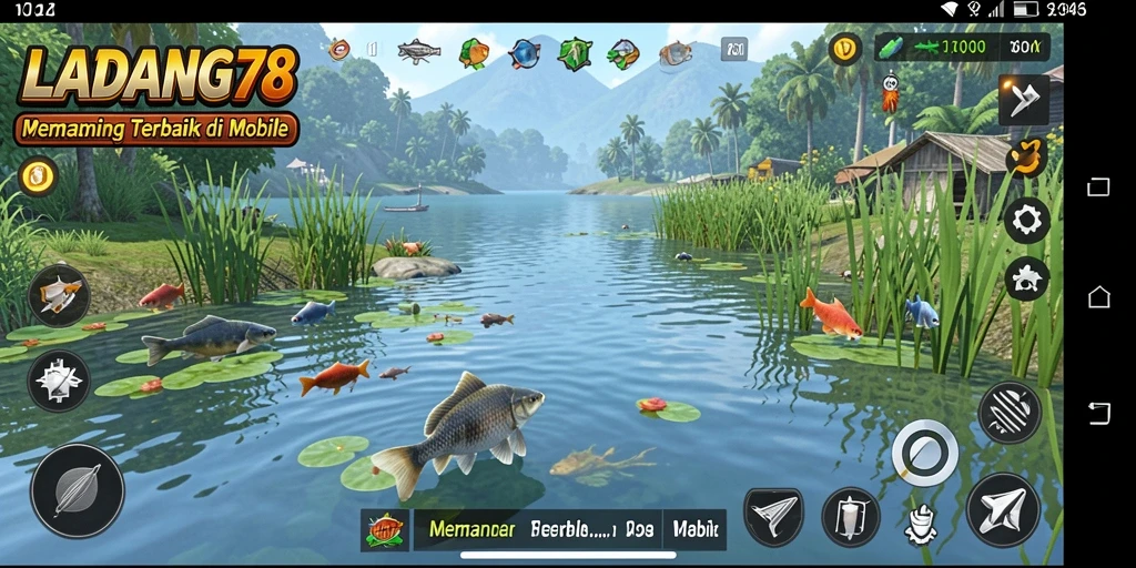 Screenshot LADANG78 menampilkan pengalaman gameplay memancing yang memukau.