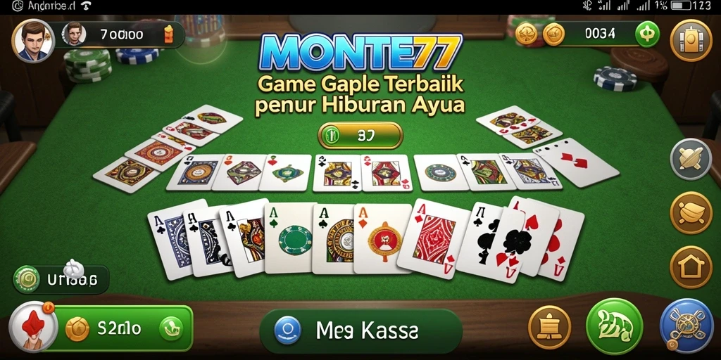 Screenshot MONTE77 menampilkan gameplay Gaple yang seru dan interaktif.