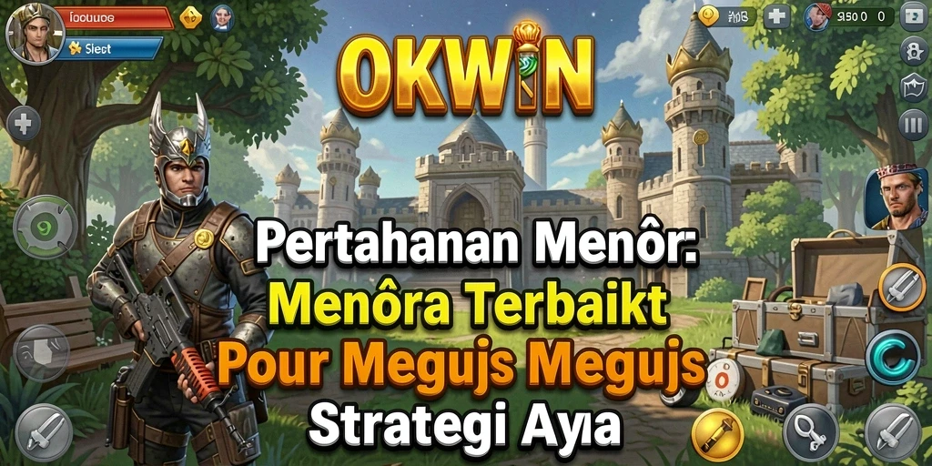 Screenshot OKWIN menunjukkan aksi seru dari gameplay Tower Defense.