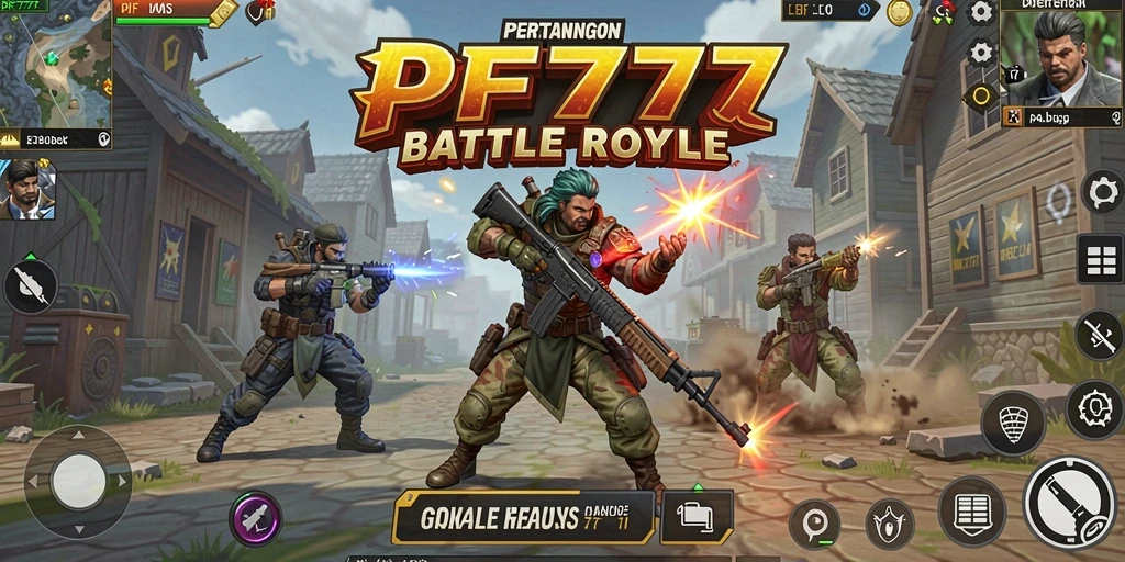 Screenshot gameplay PF777 menampilkan aksi intens Battle Royale.