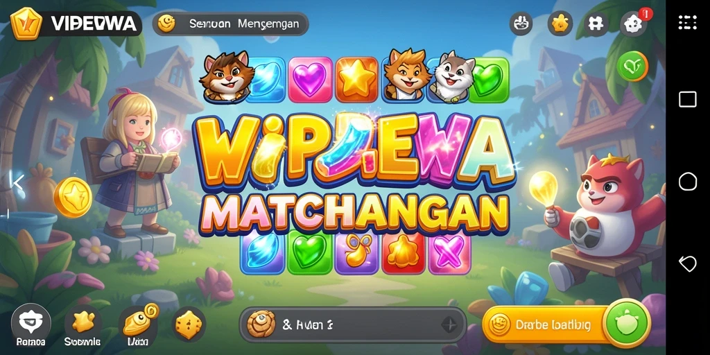 Tampilan gameplay dari permainan Match-3 yang seru dan penuh warna.